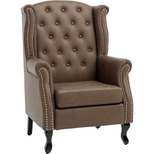 Wingback Armchair Chesterfield-style High Back Chair Tufted Accent Chair Brown - Homcom