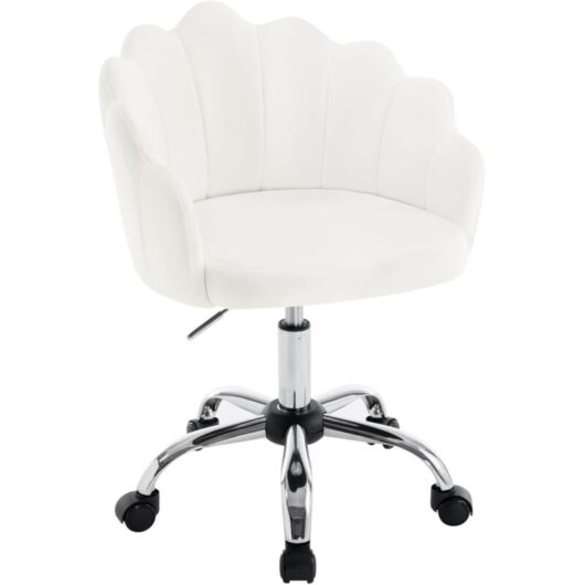 Woltu - Petal Back Scallop Chair-Cream White