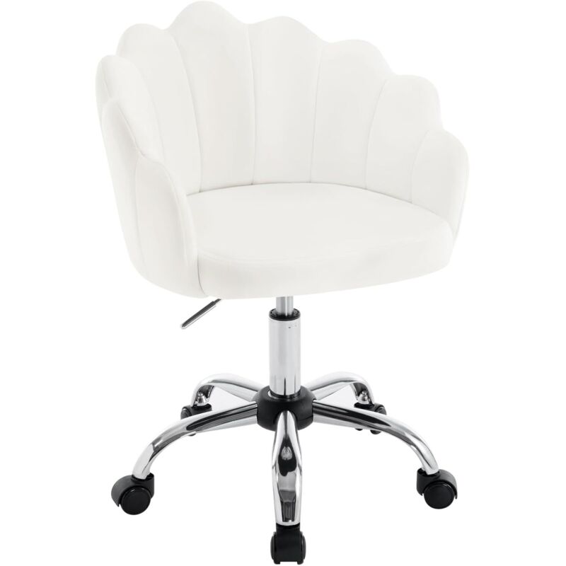 Woltu - Petal Back Scallop Chair-Cream White