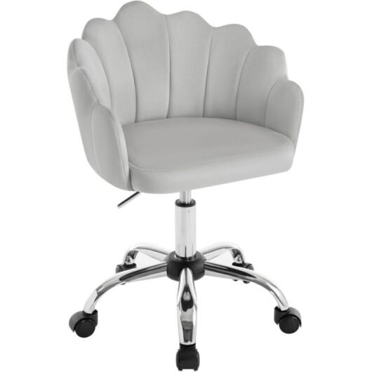 Woltu - Petal Back Scallop Chair-Light Grey