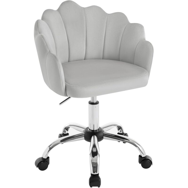 Woltu - Petal Back Scallop Chair-Light Grey