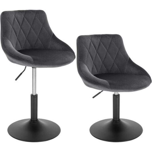 Woltu - bar stools Set of 2 pcs Bar chairs Breakfast Dining stools for Kitchen Dark Grey