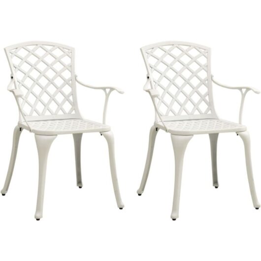 vidaXL Garden Chairs 2 pcs Cast Aluminium White