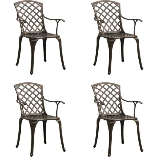 vidaXL Garden Chairs 4 pcs Cast Aluminium Bronze