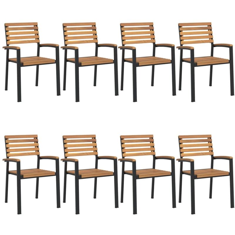 vidaXL Stackable Garden Chairs 8 pcs Solid Wood Acacia and Metal