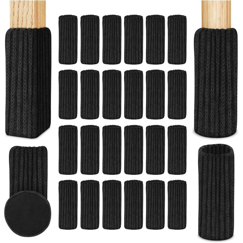 24pcs Chair Socks for Chair Legs, Felt Furniture Chair Socks, Anti-Slip Pads for Chair Legs, Prevent Scratches and Noise, Black