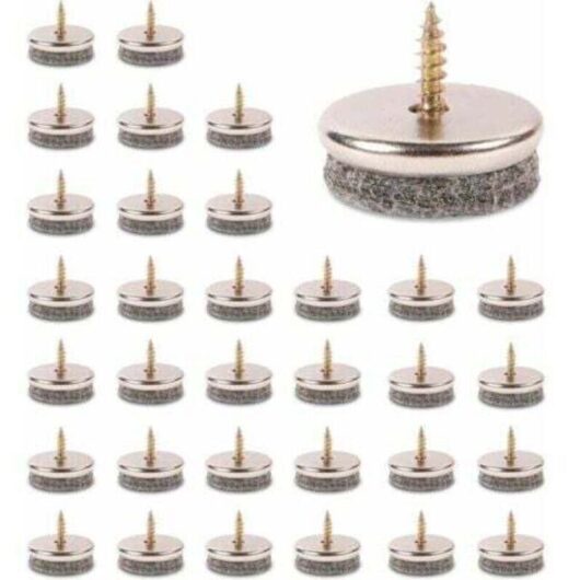 32-Piece Chair Glides, 28mm Diameter. Furniture glides with 5mm thick felt pads provide ideal protection for chair legs.