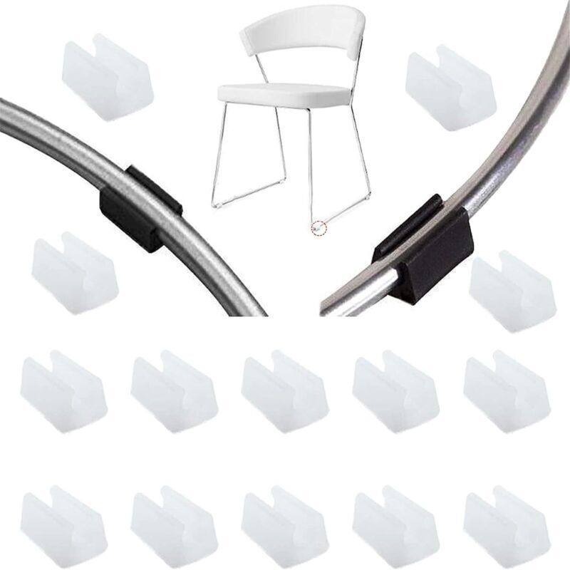 32pcs (10mm, White) Chair Leg Pad Tube End Cap Floor Protector U-Shaped Plastic Chair Caps