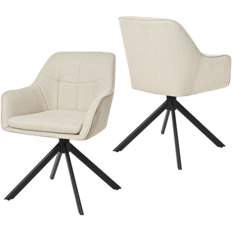 360° swivel dining chairs with ergonomic backrest, double extra-thick seat and sturdy metal base - Set of 2 - Beige
