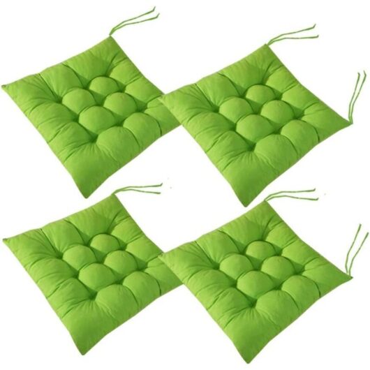 4 Square Chair Cushions 40x40 Seat Cushions Home Decoration Quilted Mat Cushion, Comfortable and Colorful - Ideal for Indoor and Outdoor (4 green)