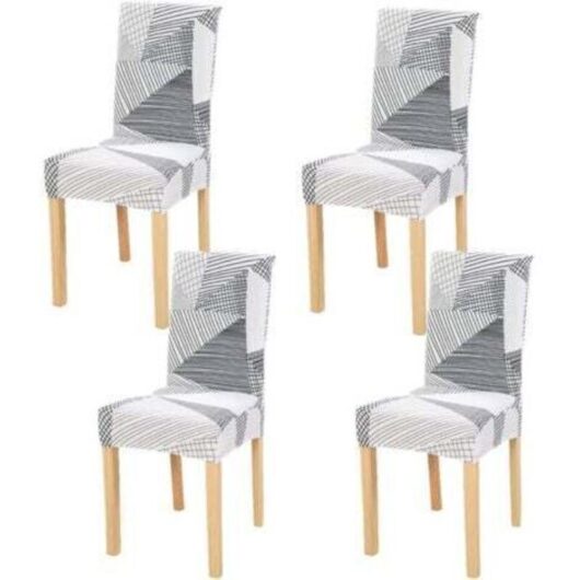 4-piece dining chair covers, elastic, washable, removable, stretchable, for a universal fit