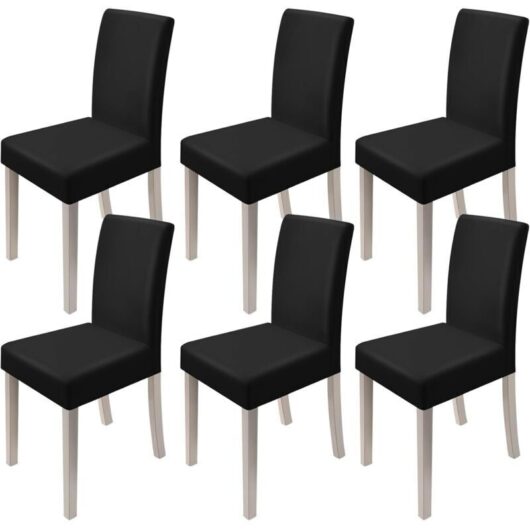 6-Piece Universal Stretch Chair Covers, Very Easy to Clean and Durable, Dining Room Chair Covers, Black