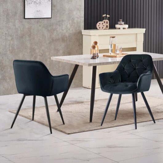 Ainpecca - 1PCS Dining Chairs Velvet Padded Seat Metal Legs Kitchen Chair Home Office (Black,1PCS)
