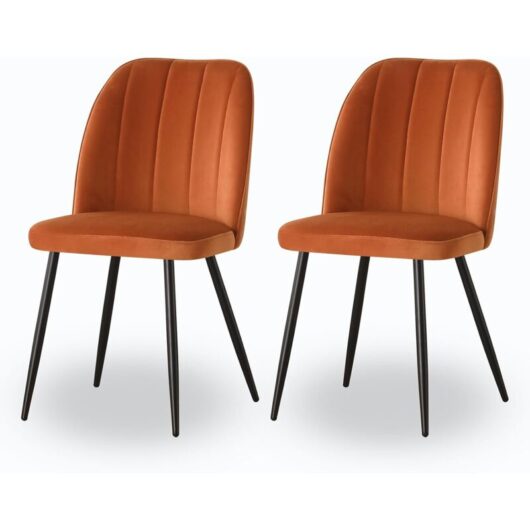 Ainpecca - 2X Dining Chairs Padded Seat Metal Leg Kitchen Chair Home Office Room Orange