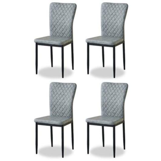 Ainpecca - Set of 4 Faux Leather Dining Chairs High Back Kitchen Counter chairs home & restaurants & Lounge Leisure & Living Room & Office(Gray