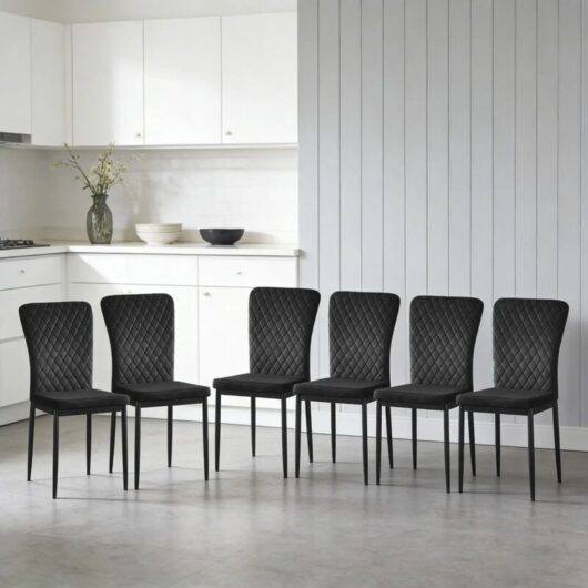 Ainpecca - Set of 6 Dining Chairs High Back Velvet Office Kitchen Chair Living Home-Black