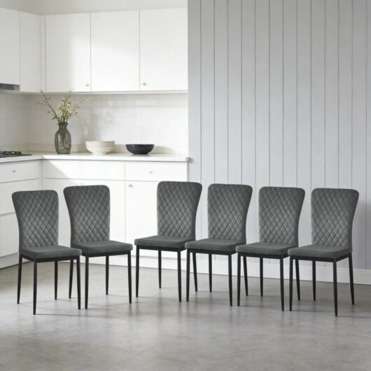 Ainpecca - Set of 6 Dining Chairs High Back Velvet Office Kitchen Chair Living Home-Grey