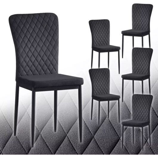 Ainpecca - Set of 6 Velvet Dining Chairs High Back Kitchen Counter chairs home & restaurants& Lounge Leisure&Living Room(Black,4pcs)
