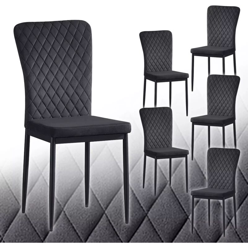 Ainpecca - Set of 6 Velvet Dining Chairs High Back Kitchen Counter chairs home & restaurants& Lounge Leisure&Living Room(Black,4pcs)