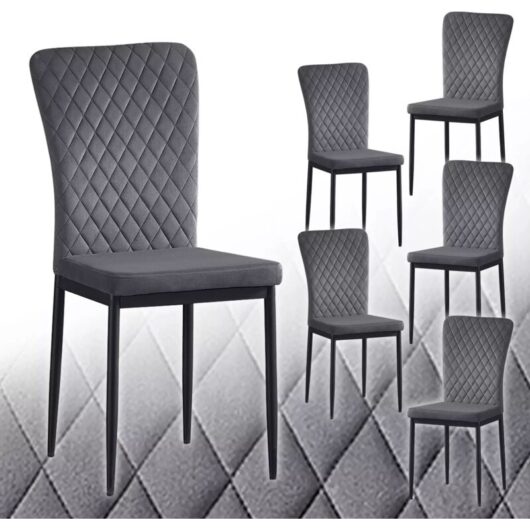 Ainpecca - Set of 6 Velvet Dining Chairs High Back Kitchen Counter chairs home & restaurants& Lounge Leisure&Living Room(Grey,4)