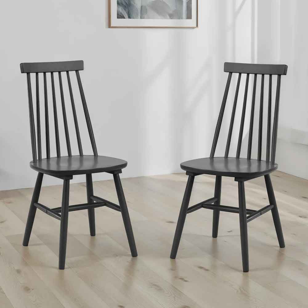 Althea Black Wooden Dining Chairs in Pair