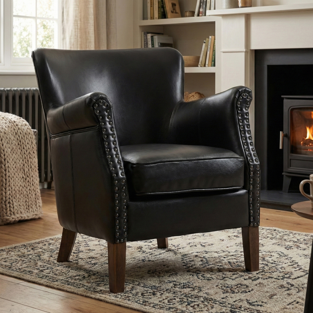 Aquarii Leather Air Bedroom Chair in Black