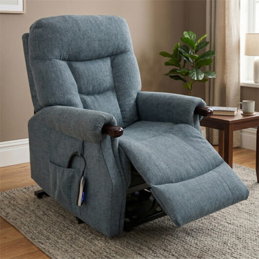Aseris Fabric Dual Motor Lift Tilt Recliner Chair in Steel