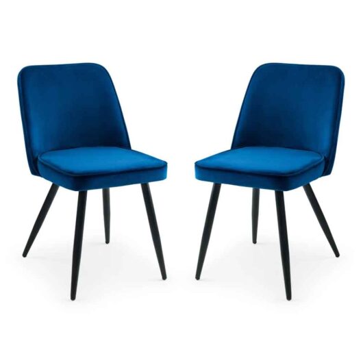 Barras Blue Velvet Dining Chairs in Pair