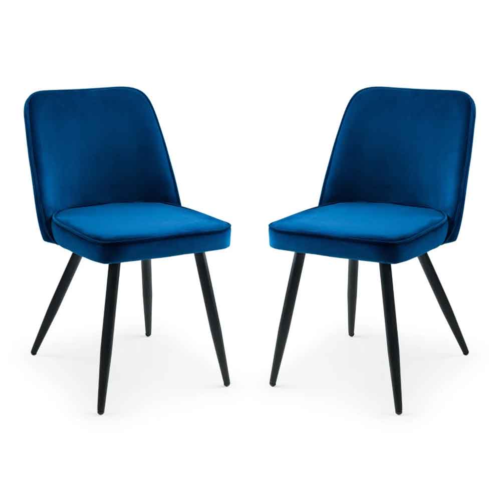 Barras Blue Velvet Dining Chairs in Pair