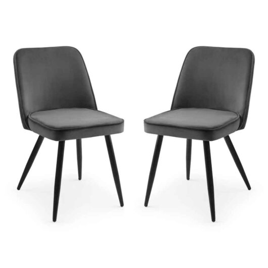 Barras Grey Velvet Dining Chairs in Pair