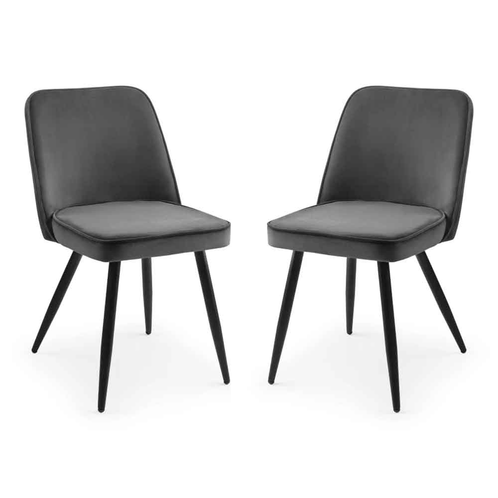 Barras Grey Velvet Dining Chairs in Pair
