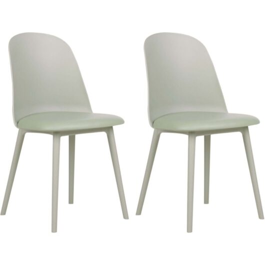 Beliani - Modern Minimalist Living Room Set of 2 Dining Chairs Synthetic Padded Seat Light Green Fomby