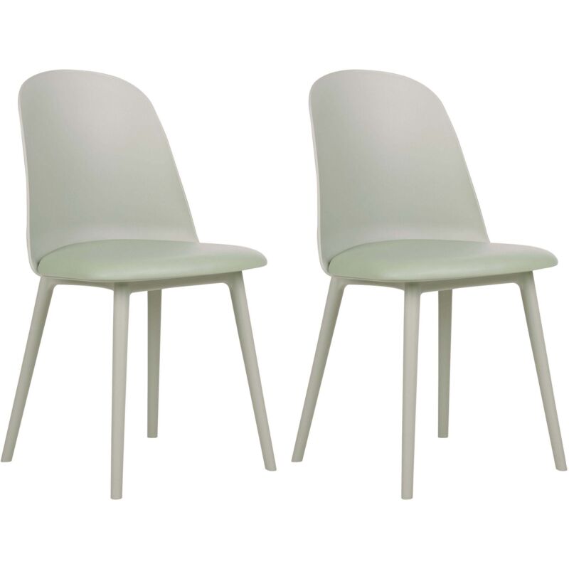 Beliani - Modern Minimalist Living Room Set of 2 Dining Chairs Synthetic Padded Seat Light Green Fomby
