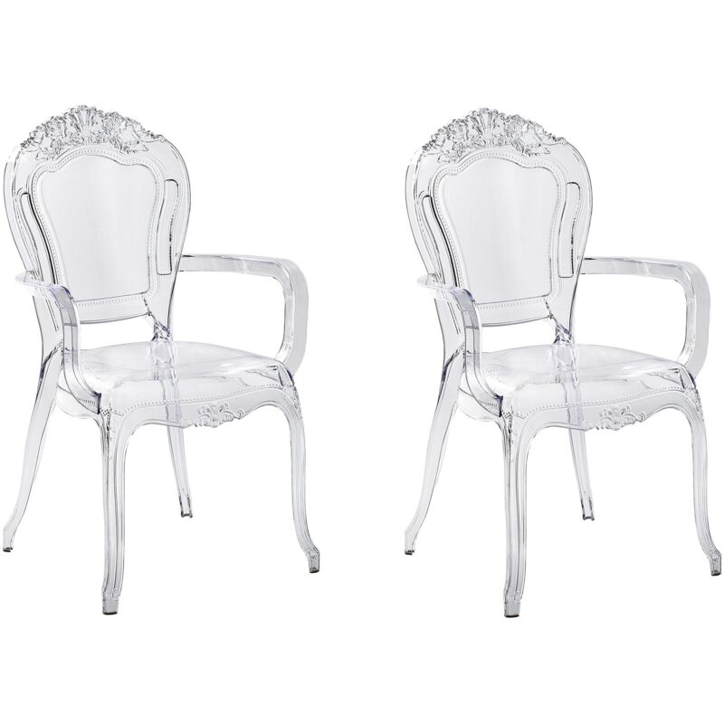 Beliani - Set of 2 Modern Transparent Dining Chairs Clear Acrylic Stackable Vermont ii