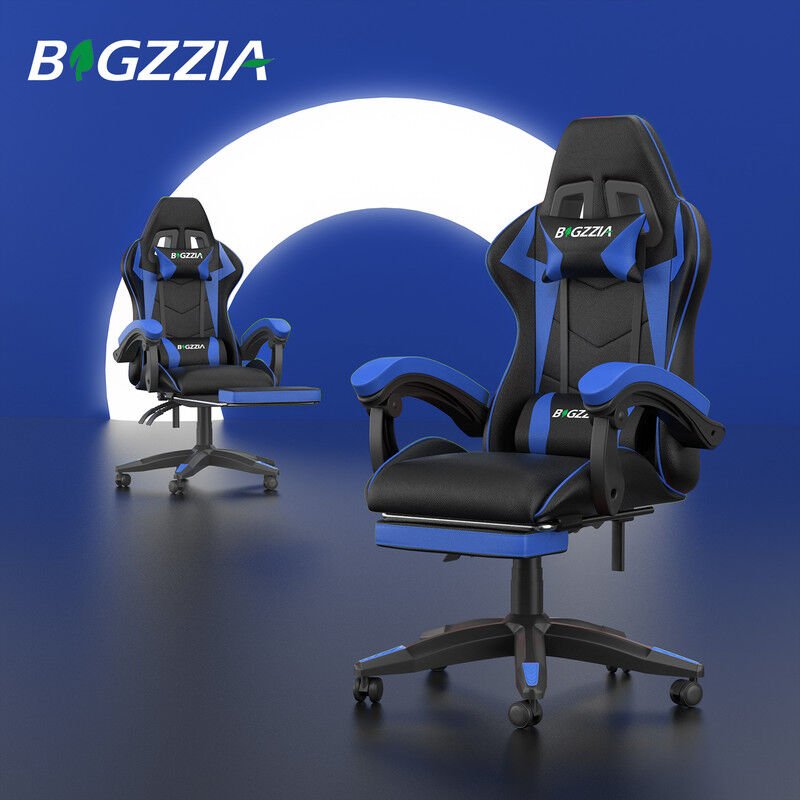 Bigzzia - Gaming Chair Gaming Reclining Racing Chair - Computer Chair - Office Chair Ergonomic pc Chair with High Back, Headrest, and Lumbar Suppor