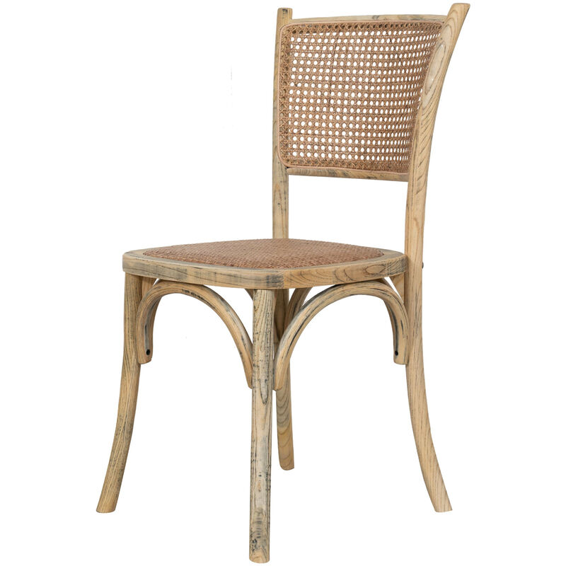 Biscottini - Chair in solid ash wood and rattan Thonet Chair Dining room, kitchen and restaurant chairs Vintage Retro style Oak finish