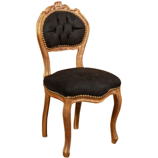 Biscottini - Wooden chair French Louis xvi style upholstered armchair 44x88x42 cm Solid beech armchair Living room chair Gold finish