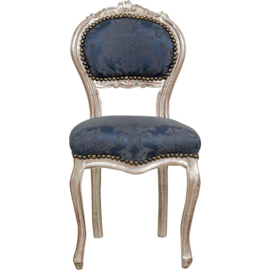 Biscottini - Wooden kitchen chair Dining chair 44x89x41 cm Upholstered bedroom chair Living room armchair Baroque armchair French style