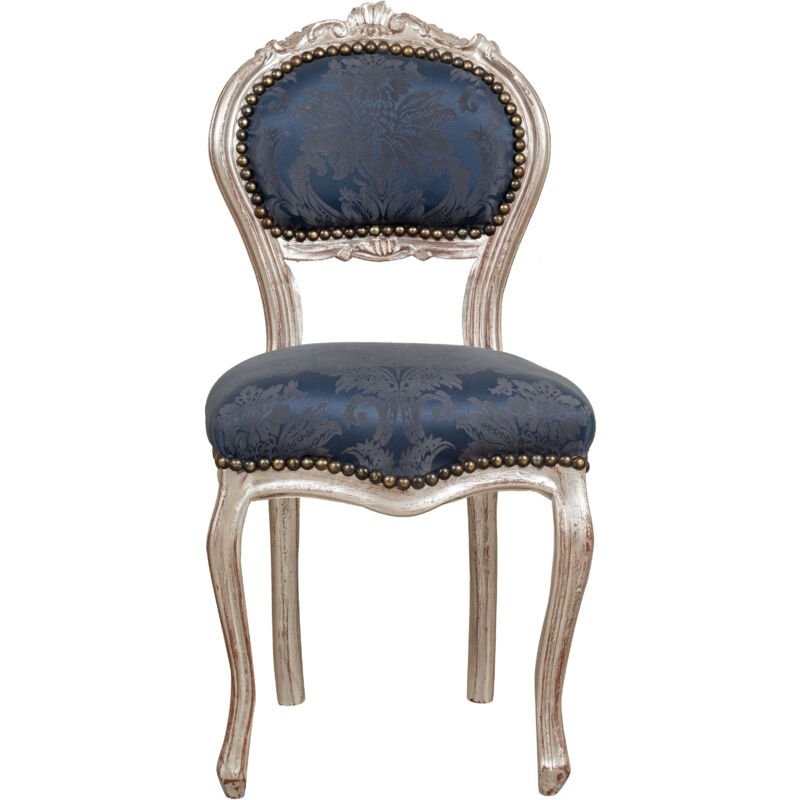 Biscottini - Wooden kitchen chair Dining chair 44x89x41 cm Upholstered bedroom chair Living room armchair Baroque armchair French style