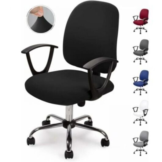 Black Office Chair Cover, Removable Universal Chair Covers, Modern Simplicity Style, Swivel Chair Covers for Office Chairs, Swivel Chairs with