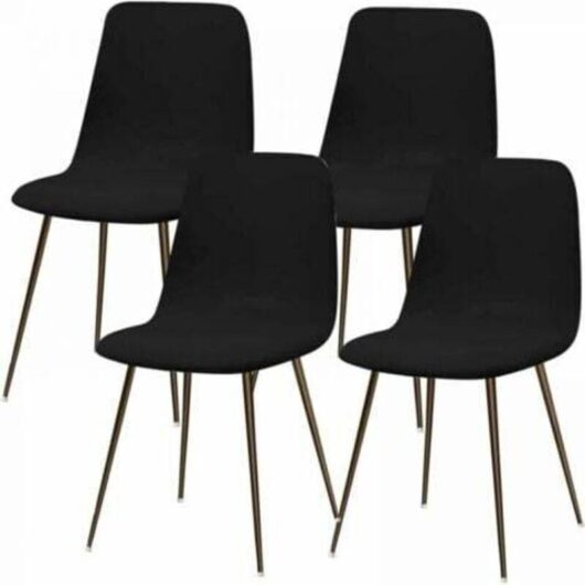Black Scandinavian Stretch Chair Cover Set of 4 Modern Washable Dining Room Chair Cover Universal Kitchen Chair Cover Home Decor