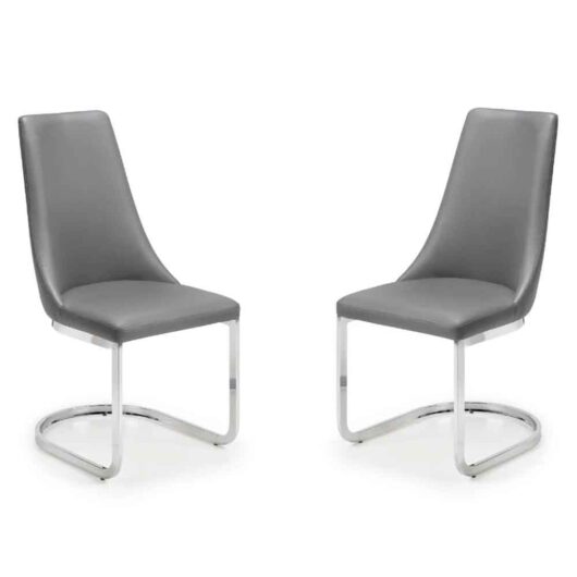 Caishen Grey Faux Leather Dining Chairs in Pair
