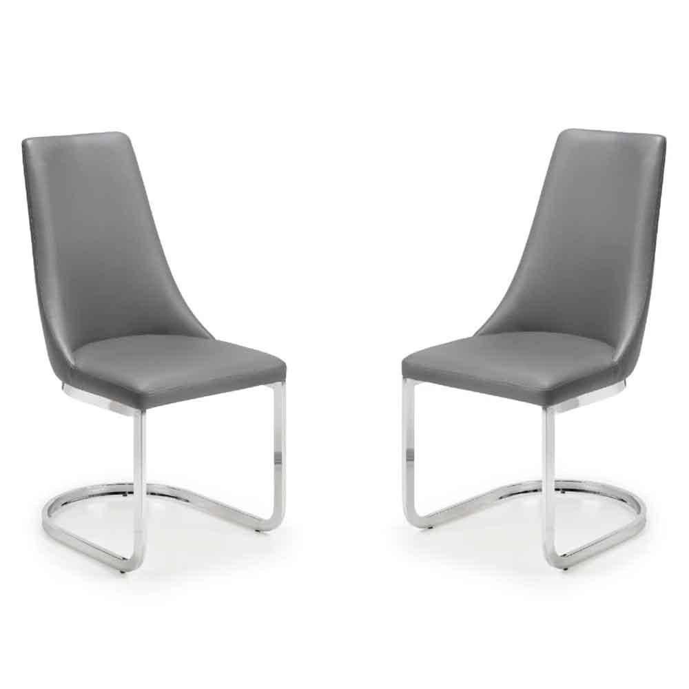 Caishen Grey Faux Leather Dining Chairs in Pair
