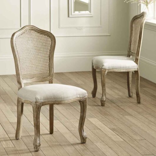 Caitlyn Oatmeal and Limed Oak Rattan Back Dining Chairs in Pair