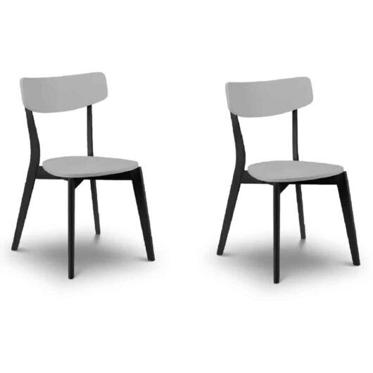 Calah Grey Black Wooden Dining Chairs In Pair