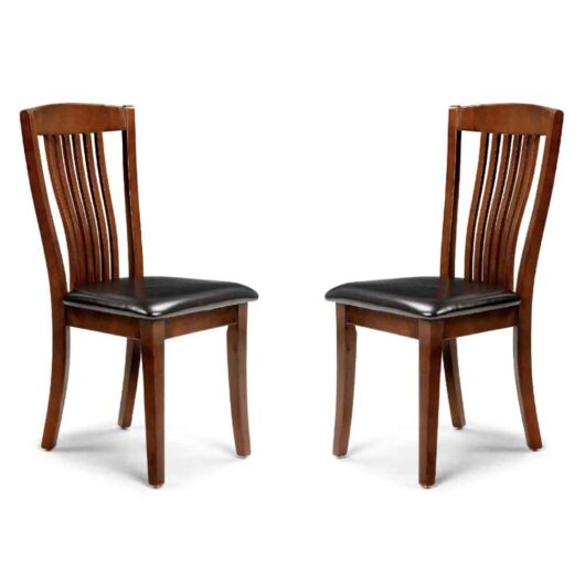 Calico Mahogany Wooden Dining Chairs in Pair
