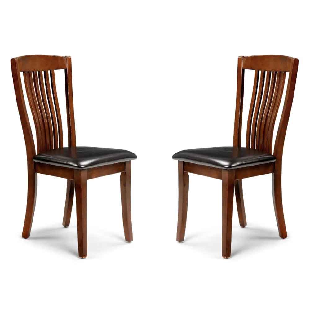 Calico Mahogany Wooden Dining Chairs in Pair