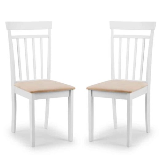 Calista White Wooden Dining Chairs in Pair