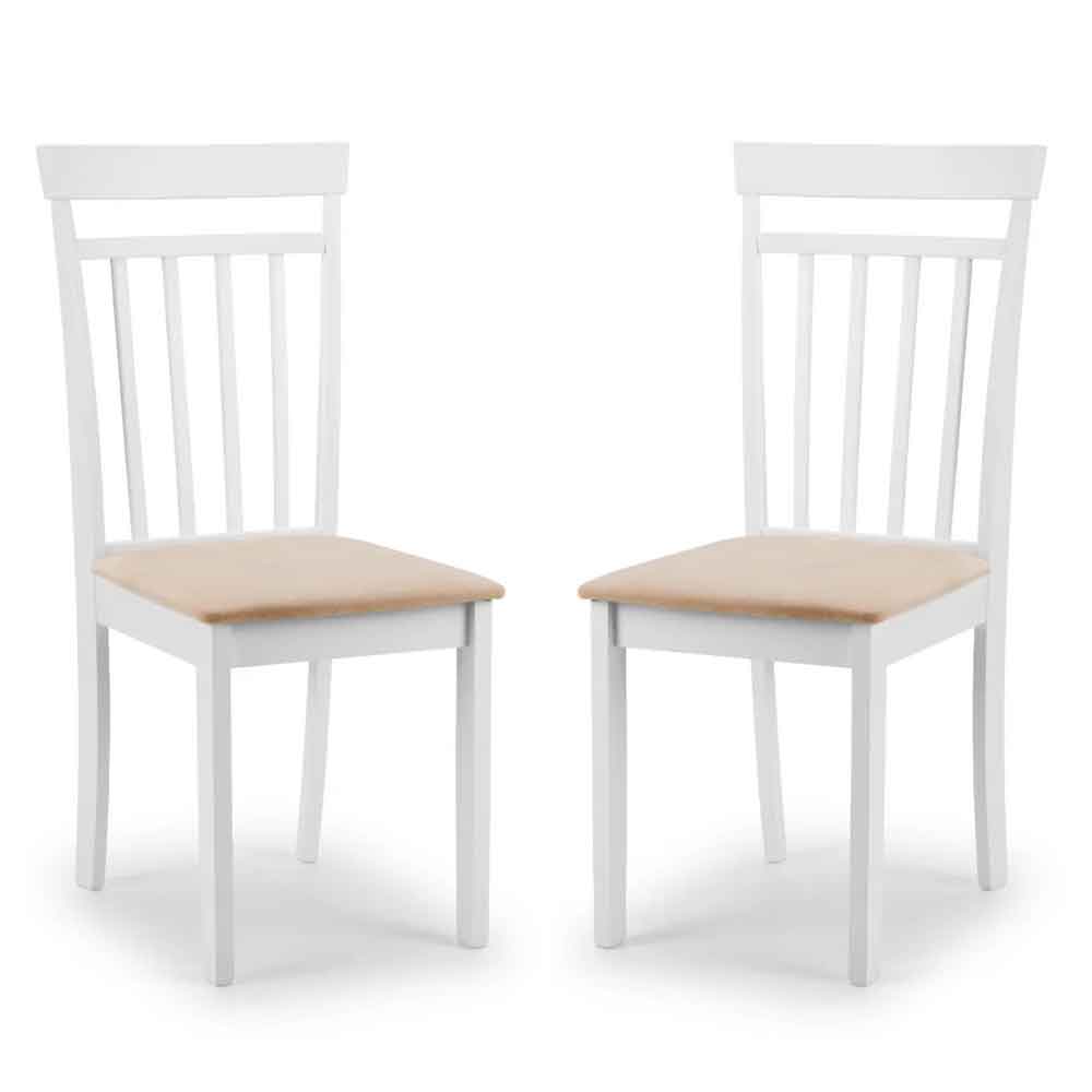 Calista White Wooden Dining Chairs in Pair