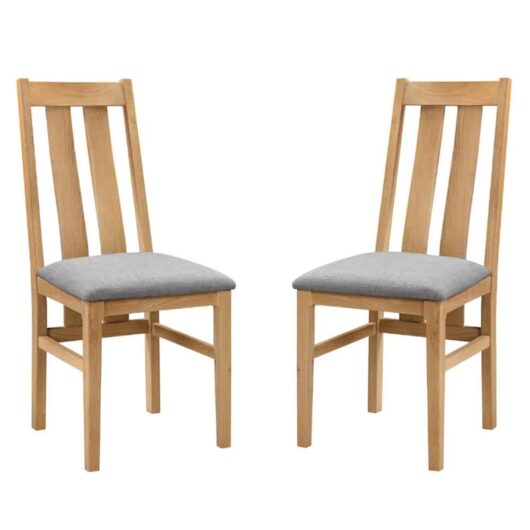 Callia Oak Wooden Dining Chairs in Pair